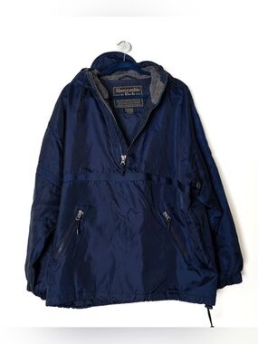 Vintage Abercrombie & Fitch Navy Nylon Quarter Zip Anorak Jacket Made in Korea